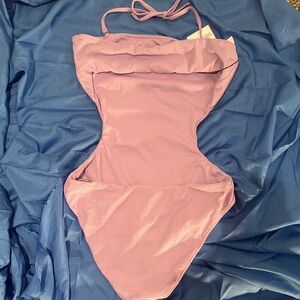 JMP The Label Designer NEW Lavender Tokyo Textured Backless One-Piece Swimsuit M